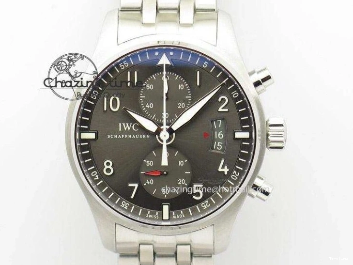 MIROTIME 0423 Pilot Chrono SS AZF 1:1 Best Edition Blue Dial on Brown Leather Strap A TimelessDesign 7060